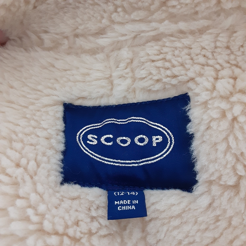 Scoop Chocolate Brown Faux Leather Shearling Bomber Jacket, Large - Picture 3 of 3